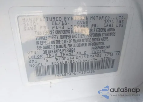 2018 Nissan Sentra S from USA, damaged, VIN 3N1AB7AP6JY335826